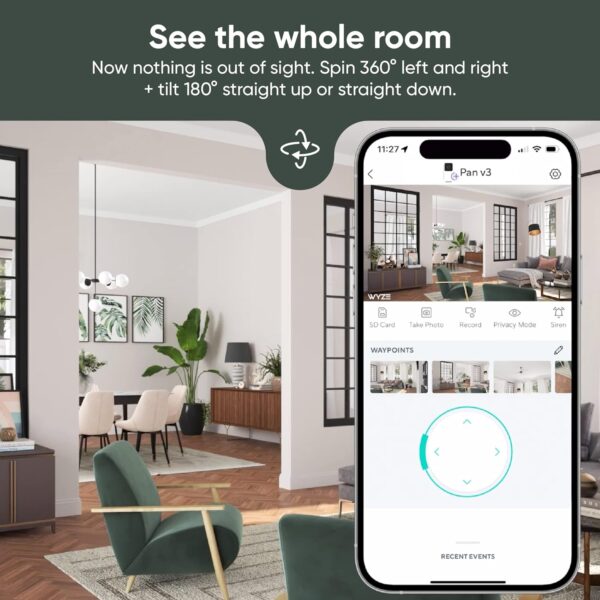 WYZE Cam Pan v3 Indoor/Outdoor IP65-Rated 1080p Pan/Tilt/Zoom Wi-Fi Smart Home Security Camera with Color Night Vision, 2-Way Audio, Compatible with Alexa & Google Assistant, Includes 3 Mo of Cam Plus - Image 3