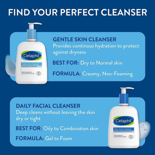 Cetaphil Face Wash, Hydrating Gentle Skin Cleanser for Dry to Normal Sensitive Skin, Mother's Day Gifts, NEW 20oz, Fragrance Free, Soap Free and Non-Foaming - Image 3