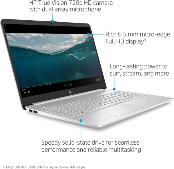 HP Newest Pavilion 15.6" FHD Touchscreen Anti-Glare Laptop, 12GB RAM, 256GB SSD Storage, Intel Core i3-1215U, Up to 11 Hours Long Battery Life, Type-C, HDMI, Windows 11 Home, Silver - Image 8