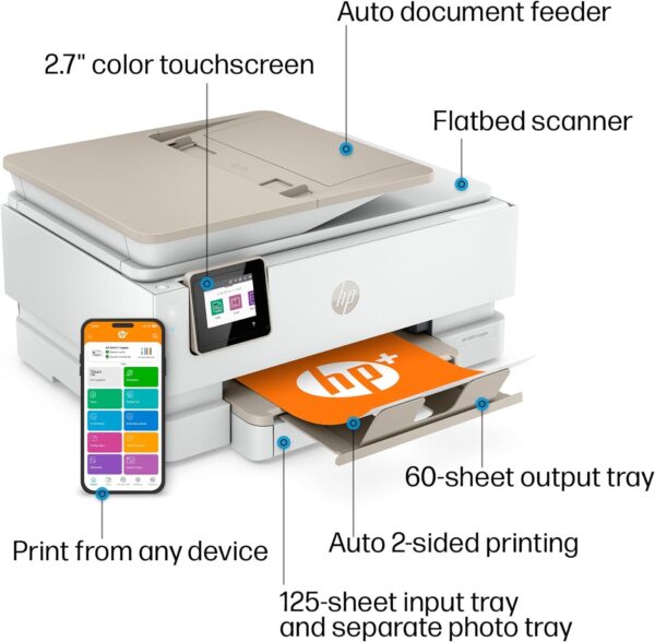 HP ENVY Inspire 7958e Wireless Color Inkjet Printer, Print, scan, copy, Easy setup, Mobile printing, Best for home, Instant Ink with HP+ - Image 3