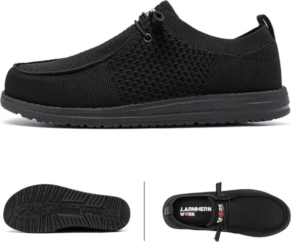 LARNMERN Slip On Steel Toe Shoes Men Lightweight Comfortable Lounging Walking Sneakers Safety Work Steel Toe Loafers(12 Men, Black) - Image 3