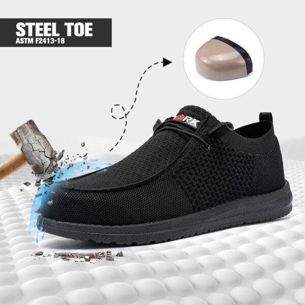 LARNMERN Slip On Steel Toe Shoes Men Lightweight Comfortable Lounging Walking Sneakers Safety Work Steel Toe Loafers(12 Men, Black) - Image 6