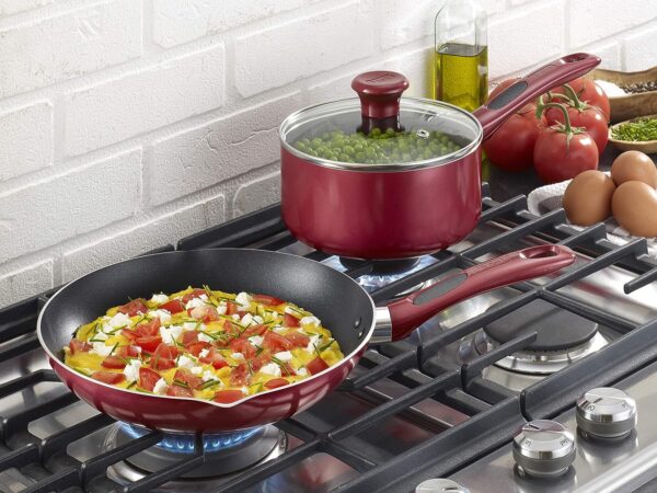 T-fal B039S264 Excite ProGlide Nonstick Thermo-Spot Heat Indicator Dishwasher Oven Safe 8 Inch and 10.5 Inch Fry Pan Cookware Set, 2-Piece, Rio Red - Image 4