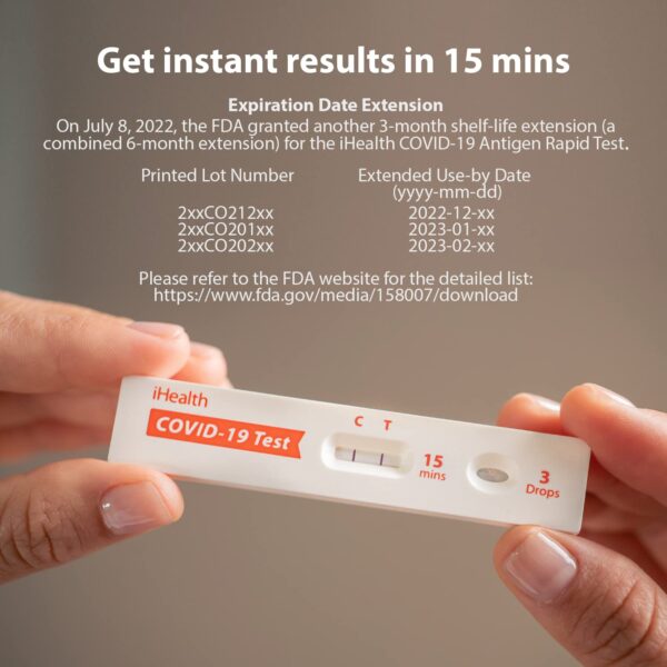 iHealth COVID-19 Antigen Rapid Test, 90 Packs, 180 Tests Total, Results in 15 Minutes with Non-invasive Nasal Swab, Easy to Use & No Discomfort - Image 3