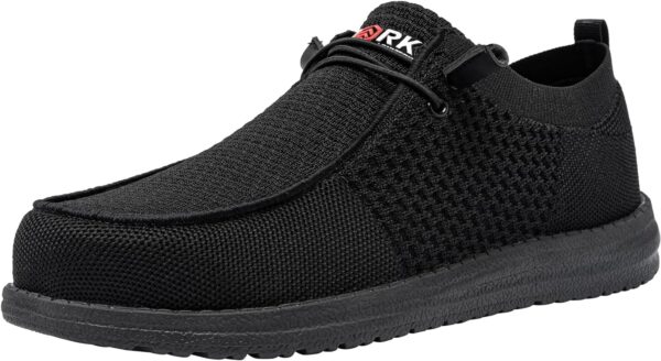 LARNMERN Slip On Steel Toe Shoes Men Lightweight Comfortable Lounging Walking Sneakers Safety Work Steel Toe Loafers(7.5 Men, Black) - Image 2