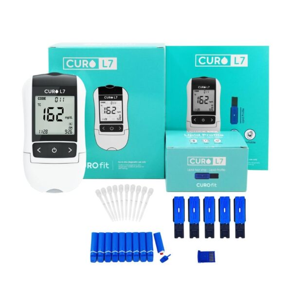 CURO-L7 Professional Grade Blood Cholesterol Testing with Home KIT - All-in-One Test Device, Test Strips 5ea, Lancets, and EziTube Rod Included - Image 2