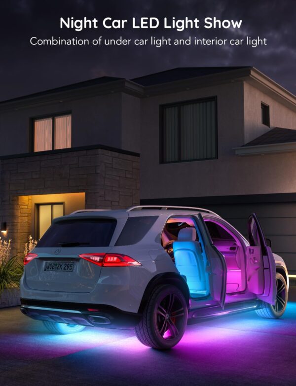 Govee Underglow Car Lights, 4 pcs RGBIC Smart LED Lights with 16 Million Colors and 10 Scene Modes with App Control, 2 Music Modes for Cars, SUVs, Trucks, DC 12-24V - Image 3