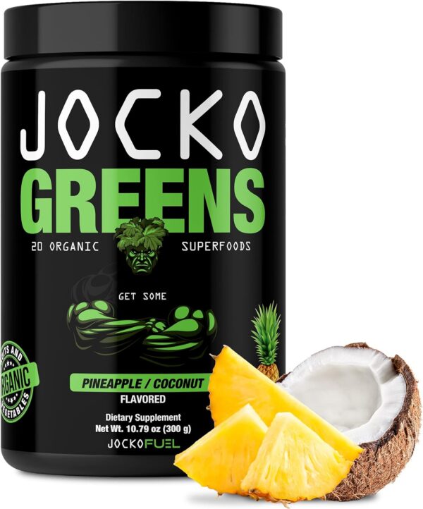 Jocko Fuel Greens Powder (Coconut/Pineapple Flavor) - Organic Greens & Superfood Powder for Healthy Green Juice - Keto Friendly with Spirulina, Chlorella, Digestive Enzymes, & Probiotics - 30 Servings - Image 2