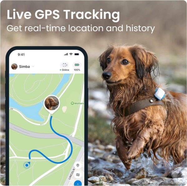 Tractive GPS Tracker & Health Monitoring for Dogs - Market Leading Pet GPS Location Tracker, Wellness & Escape Alerts, Waterproof, Works with Any Collar (White with Pink Cover) - Image 3