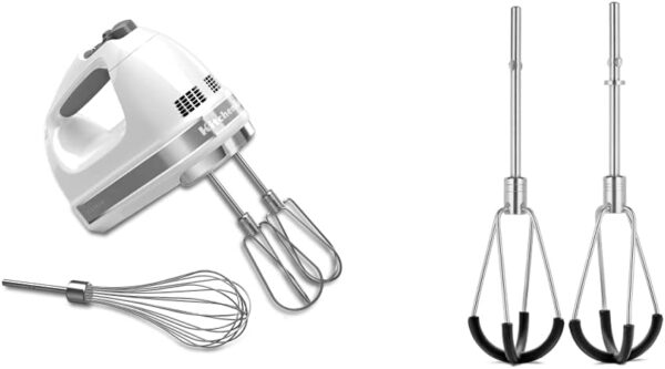 KitchenAid 7-Speed Mixer-KHM7210 Hand Mixer, White and KitchenAid KHMFEB2 Flex Edge Beater Accessory - Image 2