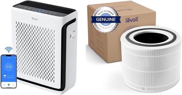 LEVOIT Air Purifiers for Home Large Room Bedroom Up to 1110 Ft2 with Air Quality and Light Sensors Bundle with Replacement Filter, 3-In-1 Filter, Efficiency Activated Carbon, 1 Pack - Image 2