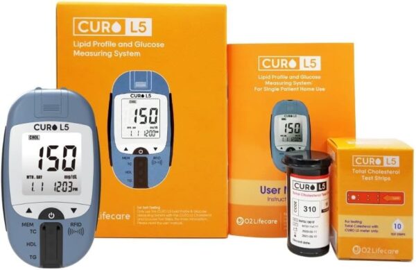 CURO L5 Digital Cholesterol Test Kit Home (Device & 10 Total Cholesterol Strips Included) - Image 2