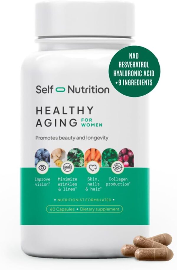 SELF NUTRITION NAD Resveratrol Anti Aging Supplement for Women, NAD & Collagen Booster- NAD, Resveratrol and 9 More Ingredients- Designed by Science- USA Made, Vegan, Gluten Free (60 Capsules) - Image 2