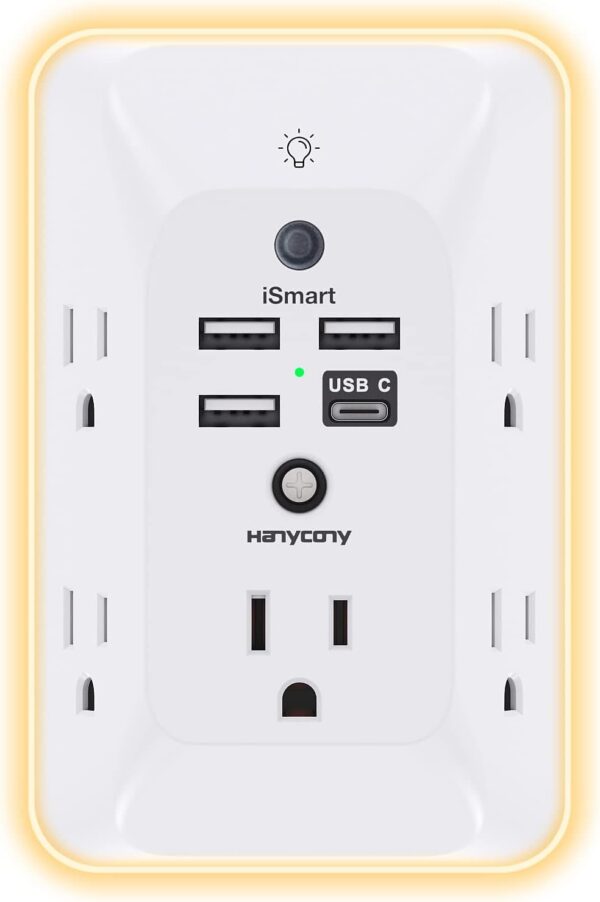 Outlet Extender with Night Light, Multi Plug Outlet, USB Wall Charger Surge Protector 4 USB Charging Port(1USB C), Power Strip Electrical Outlet Splitter Expander for Home Office Dorm Room ETL Listed - Image 2