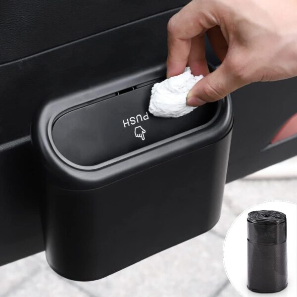 Accmor Car Trash Can with Lid, Mini Auto Dustbin Garbage Organizer with One Roll Plastic Trash Bag, Automotive Garbage Container Bin for Vehicle, Home, Office - Image 2