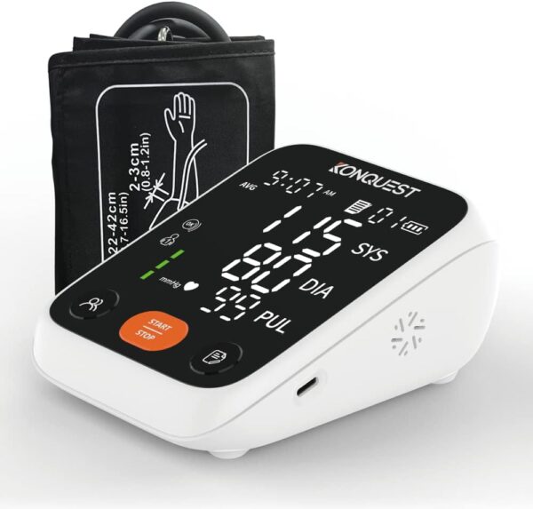 Konquest KBP-7173A Premium Automatic Upper Arm Blood Pressure Monitor with Adjustable Cuff and Large LED Display - 2 Users - Irregular Hearbeat Detector - Tensiometro - Image 3