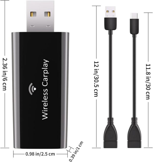 intelbras Wireless CarPlay Adapter 2024 slimmest, Newest Fastest and Smallest for CarPlay Adapter, for iOS, Factory Wired CarPlay Cars, USB-A and USB-C Cables Included - Image 3