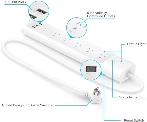 Kasa Smart Plug Power Strip HS300 and Smart Plug HS103P4 Bundle | Control Home Appliances from Anywhere - Image 4