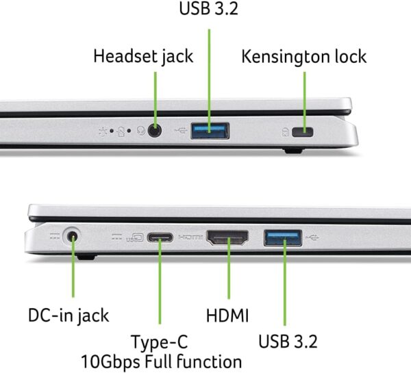 Acer Aspire 3 A314-36P-35UU Slim Laptop | 14.0" Full HD IPS Display | Intel Core i3-N305 Processor | Intel UHD Graphics | 8GB LPDDR5 | 128GB NVMe SSD | Wi-Fi 6 | Windows 11 Home in S Mode,Silver - Image 6