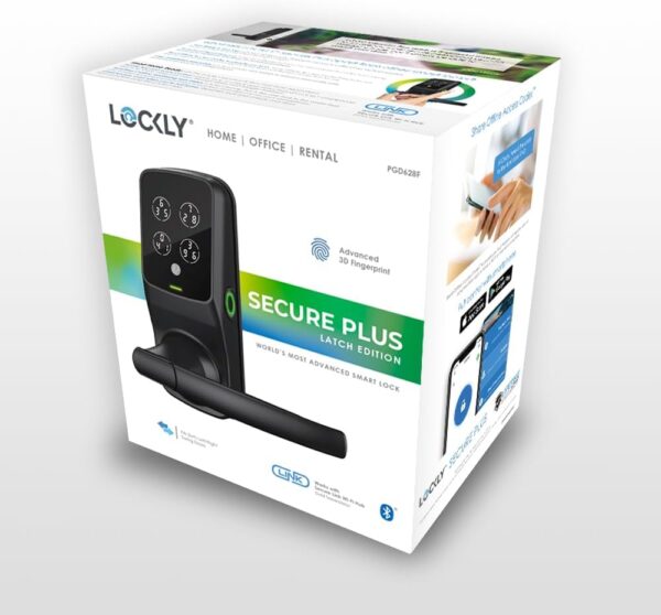 Lockly Secure Plus Latch, Bluetooth Smart Lock with Handle, Keyless Entry Door Lock, PIN Genie® Keypad, 3D Biometric Fingerprint Sensor, Auto Lock - Matte Black (PGD628FMB) - Image 10