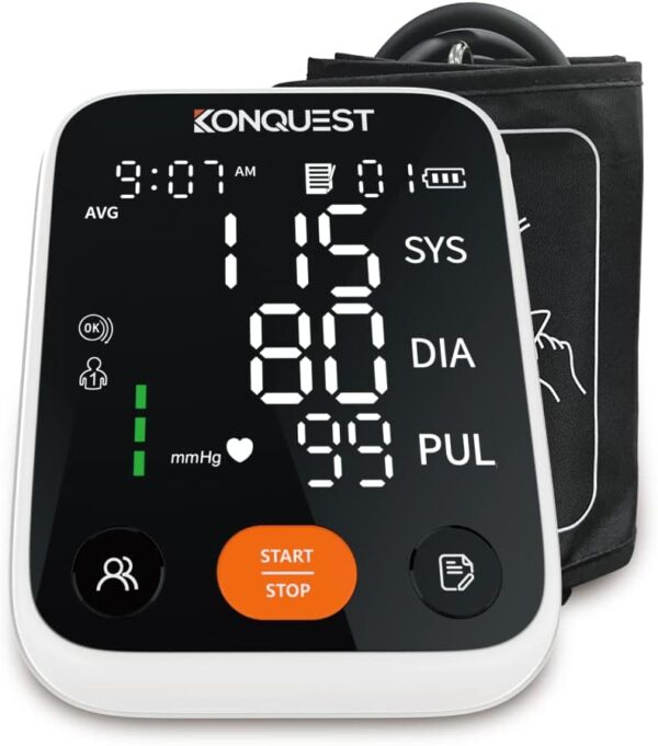 Konquest KBP-7173A Premium Automatic Upper Arm Blood Pressure Monitor with Adjustable Cuff and Large LED Display - 2 Users - Irregular Hearbeat Detector - Tensiometro - Image 2