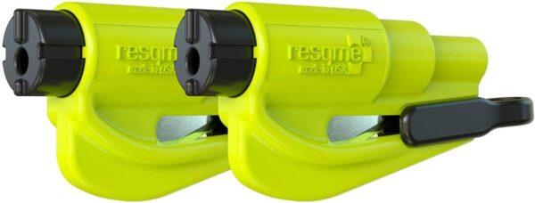 Resqme Pack of 2, The Original Emergency Keychain Car Escape Tool, 2-in-1 Seatbelt Cutter and Window Breaker, Made in USA, Safety Yellow - Image 2