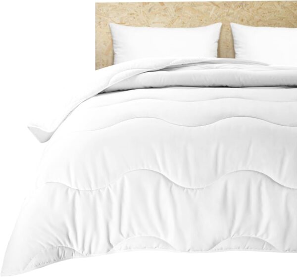 Lightweight Comforter Cooling White, All Season Duvet Insert Breathable Queen Size Summer Bedding, Soft Microfiber Cool Down Alternative Winter Quilt with Corner Tabs, 88x88 inch - Image 10