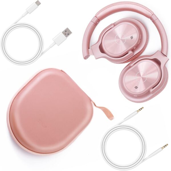 ZIHNIC Active Noise Cancelling Headphones, 40H Playtime Wireless Bluetooth Headset with Deep Bass Hi-Fi Stereo Sound,Comfortable Earpads for Travel/Home/Office (Rose Gold) - Image 6