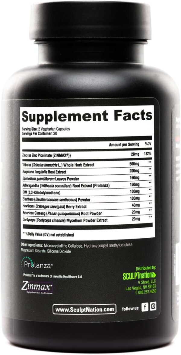 Sculpt Nation by V Shred Test Boost Max - Testosterone Supplement for Men - Tribulus Terrestris for Men - Natural Energy, Stamina, and Strength Booster - 60 Gluten Free Capsules - Image 6