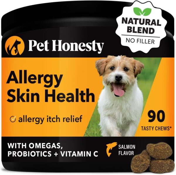 Pet Honesty Allergy Skin Health - Allergy Itch Relief, Fish Oil for Dogs, Probiotics for Healthy Skin, Shiny Coats, Helps Reduce Normal Shedding, Soft Chews for Healthy Skin & Coat - 90 Ct (Salmon) - Image 2