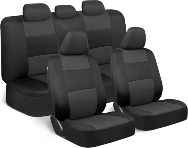 BDK PolyPro Car Seat Covers Full Set in Charcoal on Black – Front and Rear Split Bench for Cars, Easy to Install Cover Set, Accessories Auto Trucks Van SUV - Image 2