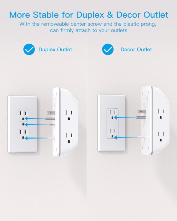 Outlet Extender with Night Light, Multi Plug Outlet, USB Wall Charger Surge Protector 4 USB Charging Port(1USB C), Power Strip Electrical Outlet Splitter Expander for Home Office Dorm Room ETL Listed - Image 6