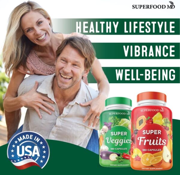 Superfood Fruit and Veggie Supplement - Fruit and Veggie Capsules 100% Whole Super Fruit and Super Vegetable Supplements & Vitamins, with Olive Leaf (720 Count (Pack of 4)) - Image 4