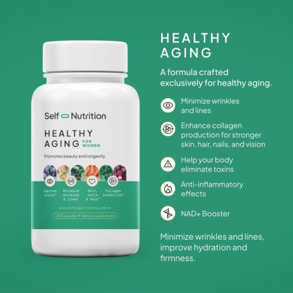 SELF NUTRITION NAD Resveratrol Anti Aging Supplement for Women, NAD & Collagen Booster- NAD, Resveratrol and 9 More Ingredients- Designed by Science- USA Made, Vegan, Gluten Free (60 Capsules) - Image 4