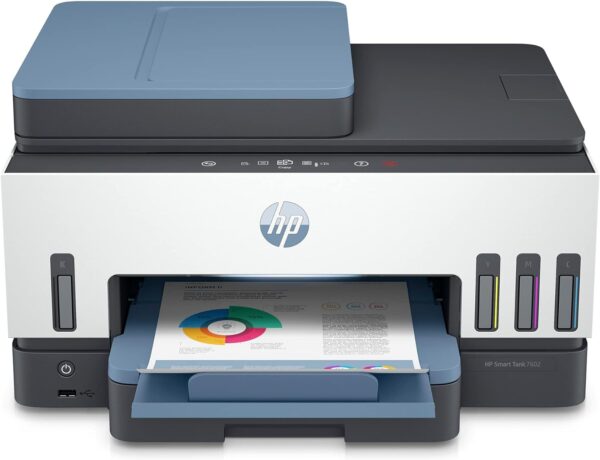 HP Smart -Tank 7602 Wireless Cartridge-free all in one printer, up to 2 years of ink included, mobile print, scan, copy, fax, auto doc feeder, featuring an app-like magic touch panel (28B98A) - Image 3