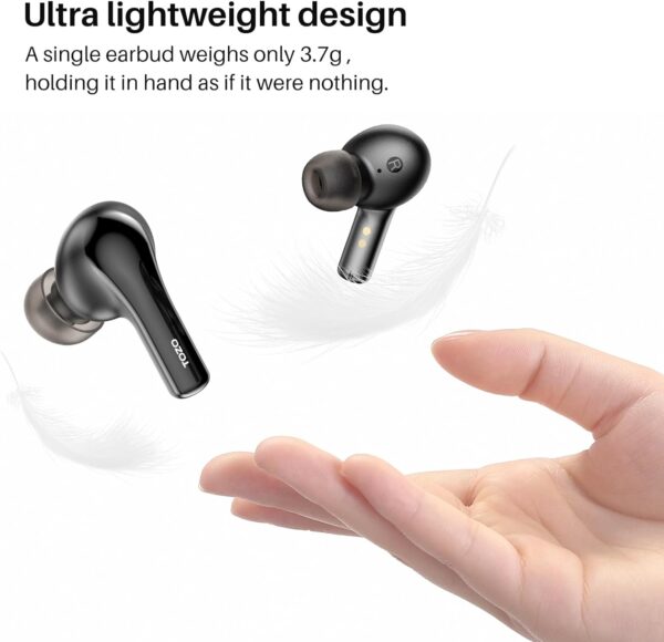 TOZO A2 Mini Wireless Earbuds Bluetooth 5.3 in Ear Light-Weight Headphones Built-in Microphone, IPX5 Waterproof, Immersive Premium Sound Long Distance Connection Headset with Charging Case, Black - Image 3