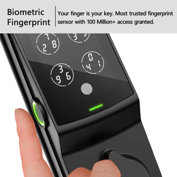 Lockly Secure Pro, Wi-Fi Smart Lock, PIN Genie® Keypad, 3D Biometric Fingerprint Sensor, Auto Lock Deadbolt (Matte Black, a Special Edition for Special Door Frame and Thick Fingers) - Image 3