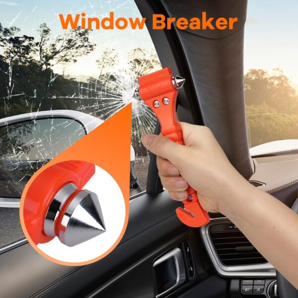 SINSEN Car Safety Hammer Set of 2 Emergency Escape Tool Auto Car Window Glass Hammer Breaker and Seat Belt Cutter Escape 2-in-1 for Family Rescue & Auto Emergency Escape Tools - Image 3