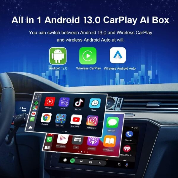 Carlinkit Android 13.0 CarPlay Ai Box Max,8GB+128GB,8-Core,Magic Box,Support Wireless CarPlay/Wireless Android Auto,Netflix,YouTube,Hulu, 50% Performance Increase. - Image 2