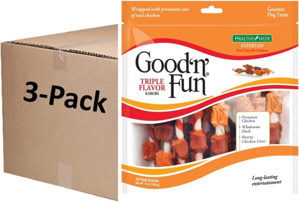 Good'n'Fun Triple Flavored Rawhide Kabobs for Dogs, 12 Oz (3 Pack) - Image 2