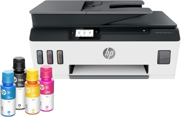 HP Smart -Tank Plus 651 Wireless All-in-One Ink -Tank Printer, up to 2 Years of Ink in Bottles, Auto Document Feeder, Mobile Print, Scan, Copy, Works with Alexa (7XV38A) - Image 2