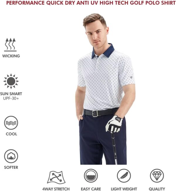 Men's Golf Polo Shirts Short Sleeve Striped Performance Moisture Wicking Dry Fit Golf Shirts for Men - Image 6