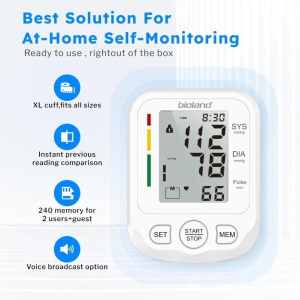 Blood Pressure Machine with Extra Large Cuff, Automatic Digital Upper Arm Blood Pressure Monitor with Large LED Screen, Irregular Heartbeat & Hypertension Detector, BPM Model - 2005-1 B - Image 8