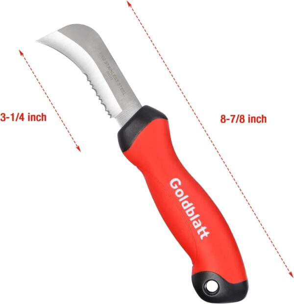 Goldblatt Linoleum Knife - Stainless Steel Roofing & Flooring Knife, Carpenter Knife, Linoleum Cutter with Soft-grip Handle, Hook Knife for Cutting Carpet, Cable Skinning, Wallpaper, Turf - Image 6