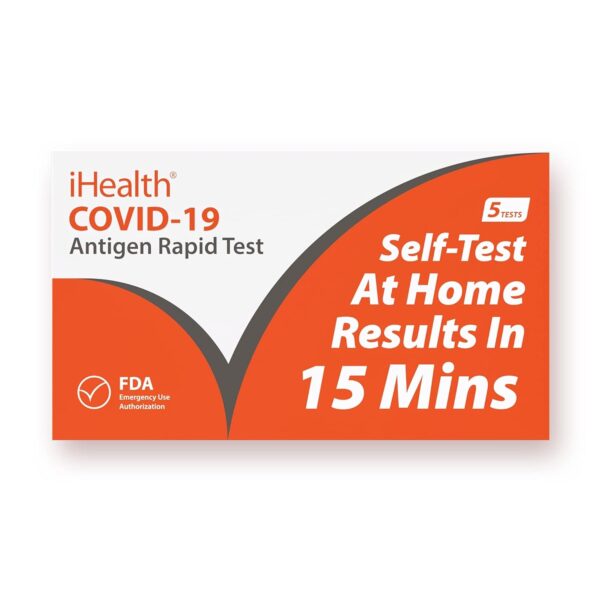 iHealth COVID-19 Antigen Rapid Test, 1 Pack, 5 Tests Total, FDA EUA Authorized OTC at-Home Self Test, Results in 15 Minutes with Non-invasive Nasal Swab, Easy to Use & No Discomfort - Image 2