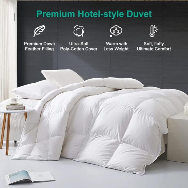 APSMILE Goose Feathers Down Comforter King Size Luxurious All Seasons Duvet Insert - Ultra-Soft 750 Fill-Power Hotel Collection Comforter, 54 Oz Fluffy Medium Warmth, (106x90, Solid White) - Image 3