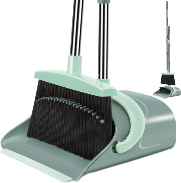 Broom and Dustpan Set, Broom Dust pan, Dustpan with Long Handle, Broom with Dustpan, Broom and Dustpan Set for Home, Dustpan Comb, Broom with Dustpan Combo Set(Jade Green) - Image 2