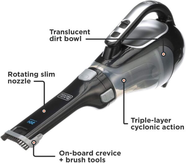 BLACK+DECKER dustbuster AdvancedClean Cordless Handheld Vacuum, Home and Car Vacuum (BDH2000L) - Image 3