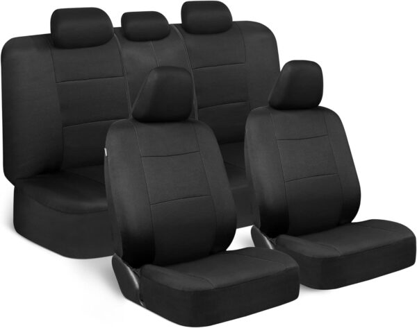 BDK PolyPro Seat Covers Full Set in Solid Black – Front and Rear Split Bench Covers, Easy to Install for Auto Trucks Van SUV Car - Image 2