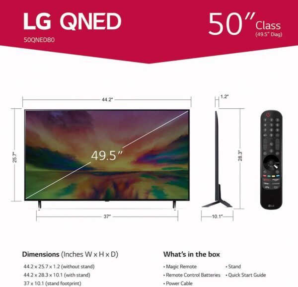 LG QNED80 Series 50-Inch Class QNED Mini LED Smart TV 4K Processor Smart Flat Screen TV for Gaming with Magic Remote AI-Powered 50QNED80URA, 2023 with Alexa Built-in,Black - Image 10